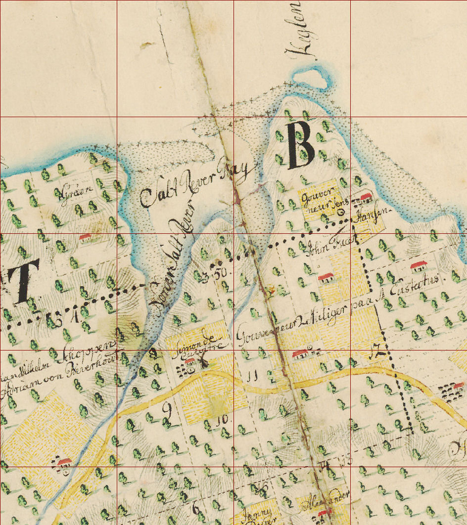 Udsnit af Cronenbergs kort fra 1750, georefereret