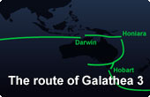 Route
Here you can read about the vision that is the driving force behind Galathea 3, about the ship that will take the expedition on its voyage around the Earth, about the route it will follow and the research to be carried out onboard.